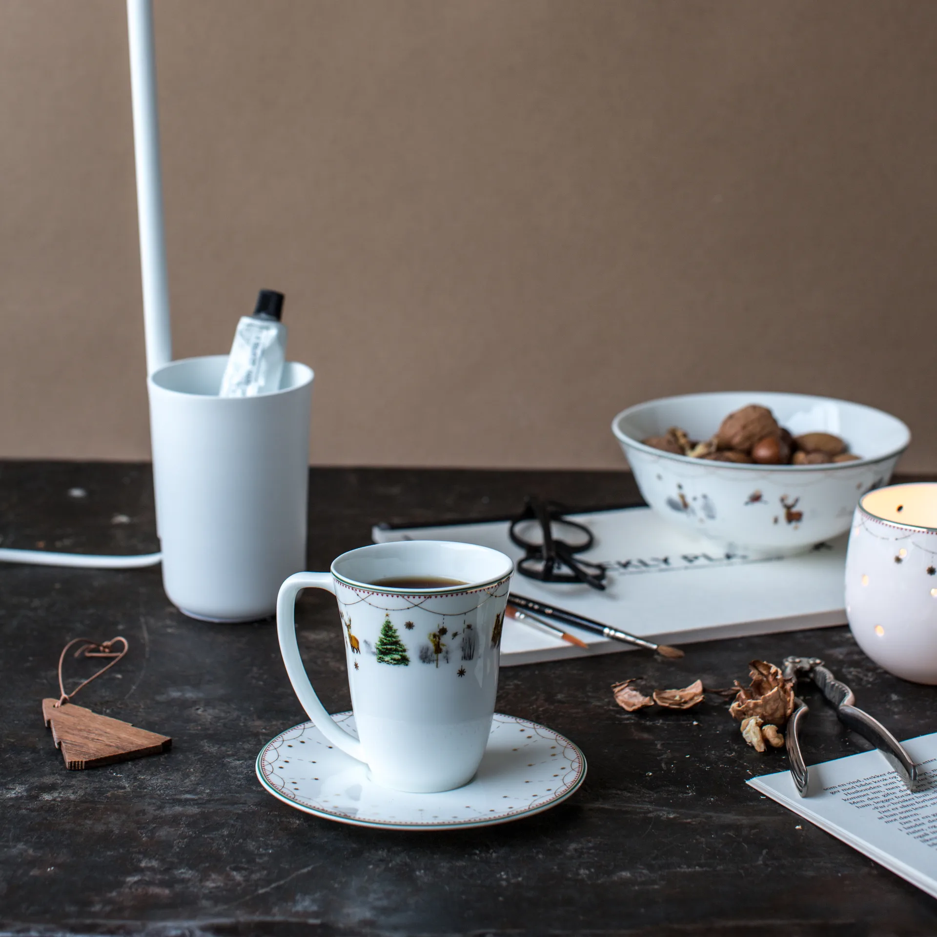 Julemorgen 杯子和碟  20 cl, 白色 Wik & Walsøe