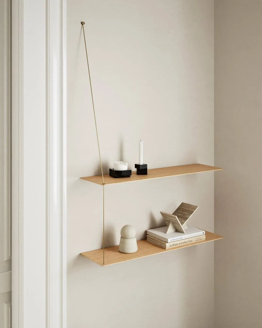 Stedge 置物架, 白蜡木-黄铜，60cm，2层搁板 Woud