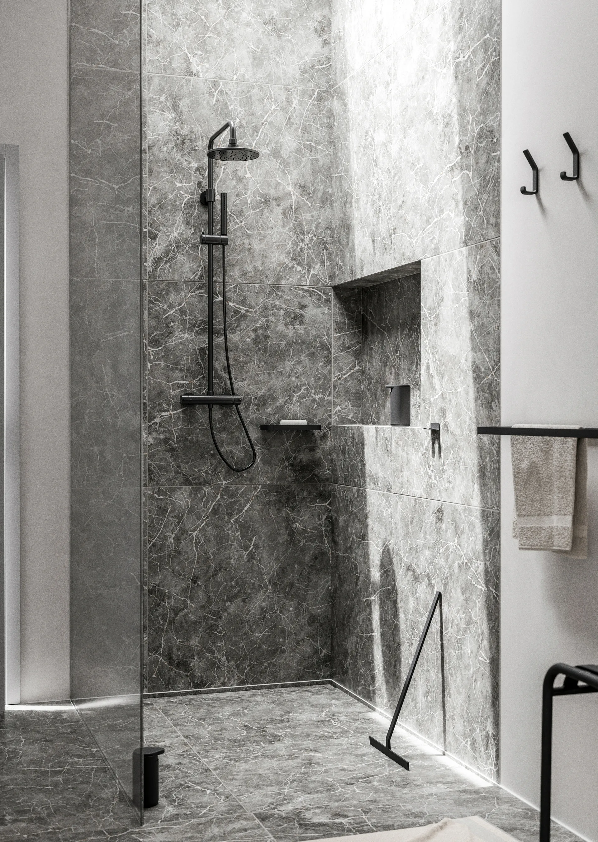 RIM towel rack double 12x70 cm, 黑色 Zone Denmark