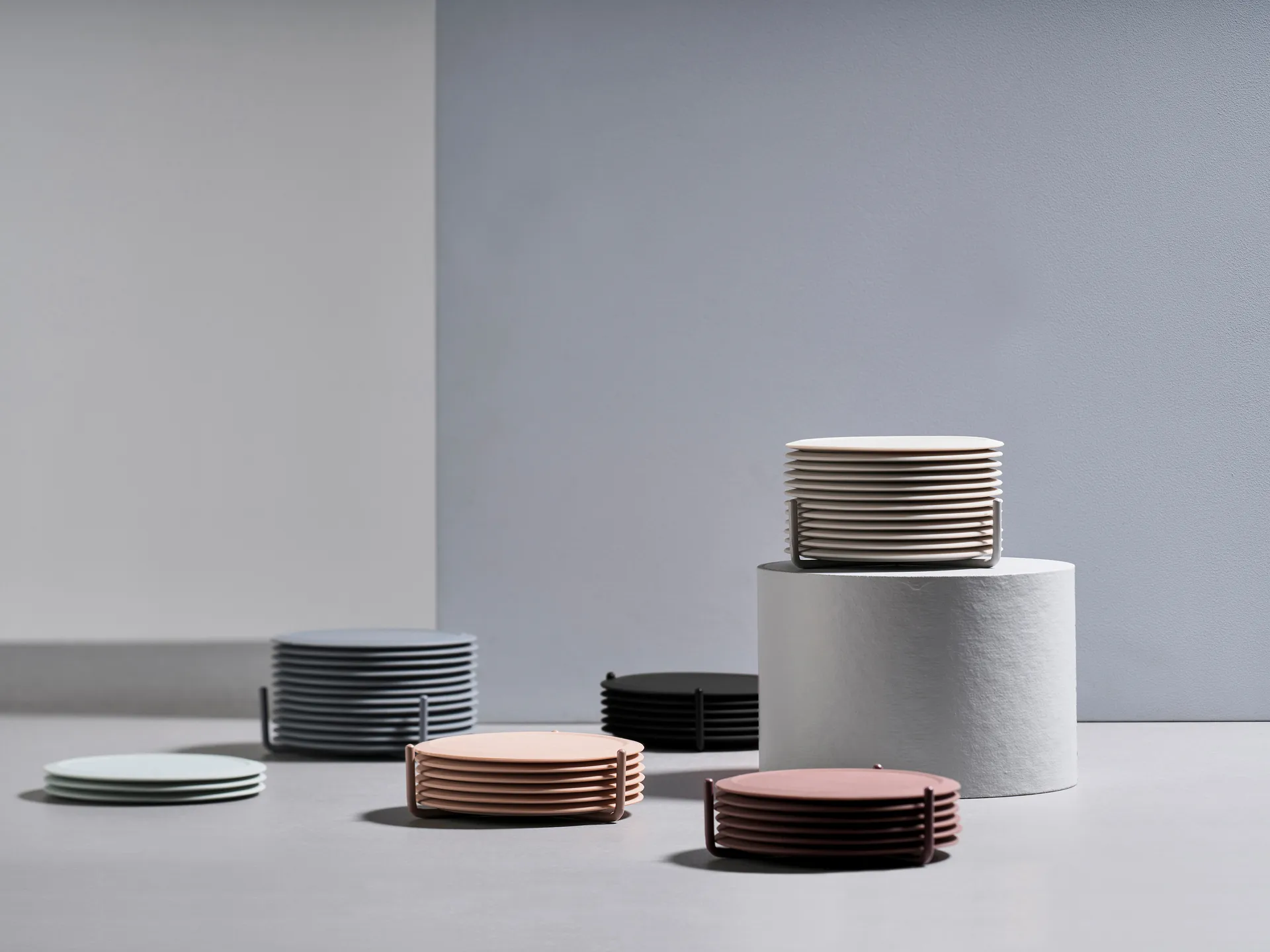 Singles 杯垫 六件套装 with holder, Warm 灰色 Zone Denmark