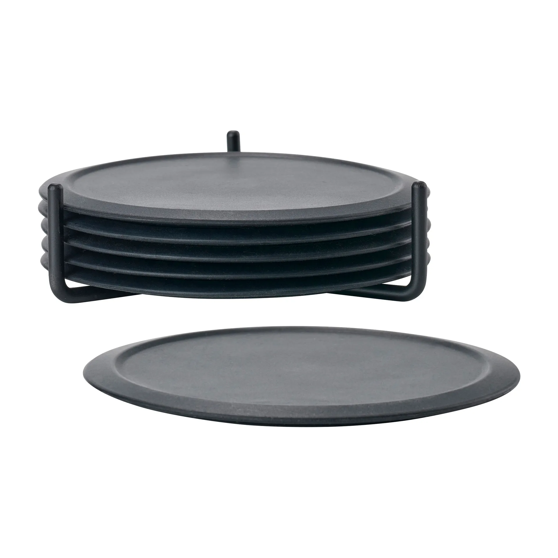 Singles 杯垫 六件套装 with holder, 黑色 Zone Denmark